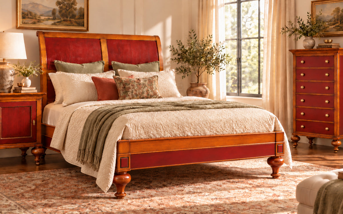Bett Indochine, Kirschholz zweifarbig