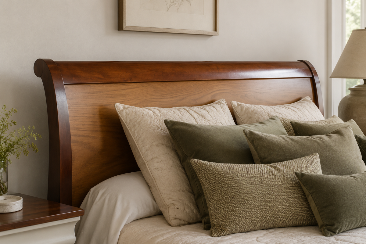 Bett Orleans mit hohem Fußteil – rotbraun mit Patina