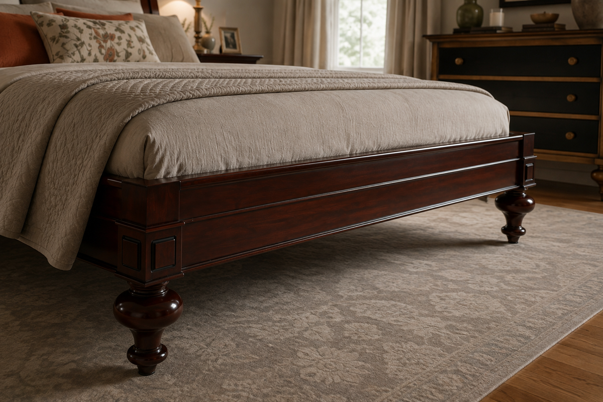 Indochine bed, red-brown, lightly antiqued